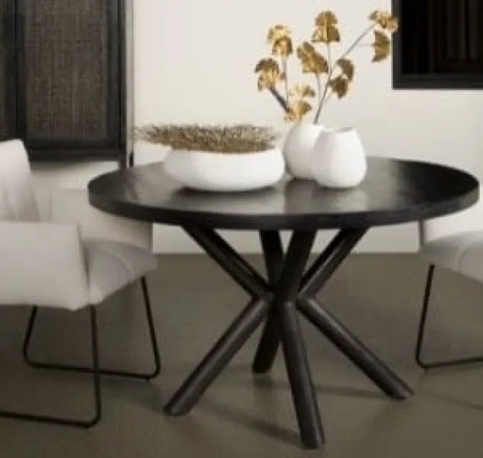 Tower Living Eettafel rond Selva mango zwart Ø 130 cm