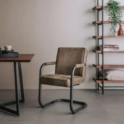 Tower Living Eettafelstoel Volano - Groen, cognac en antraciet