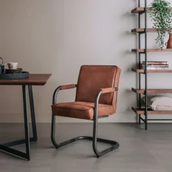 Tower Living Eettafelstoel Volano - Groen, cognac en antraciet