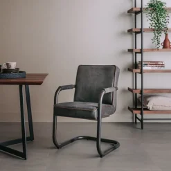 Tower Living Eettafelstoel Volano - Groen, cognac en antraciet