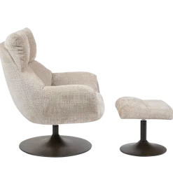 Tower Living Force Fauteuil met hocker - Cremona 14 beige (draaibaar)