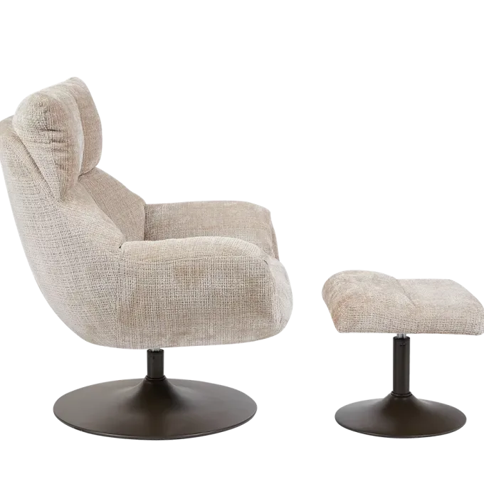 Tower Living Force Fauteuil met hocker - Cremona 14 beige (draaibaar)