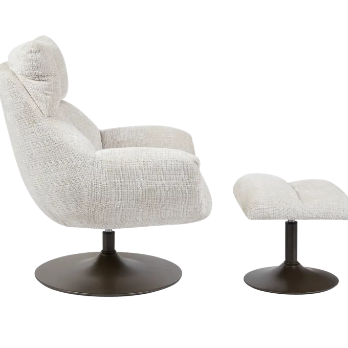 Tower Living Force Fauteuil met hocker - Cremona 02 zand (draaibaar)