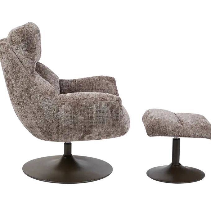Tower Living Force Fauteuil met hocker - Cremona 24 clay (draaibaar)