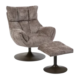 Tower Living Force Fauteuil met hocker - Cremona 24 clay (draaibaar)