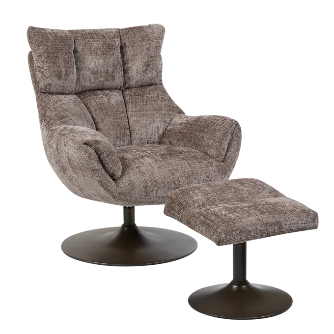 Tower Living Force Fauteuil met hocker - Cremona 24 clay (draaibaar)