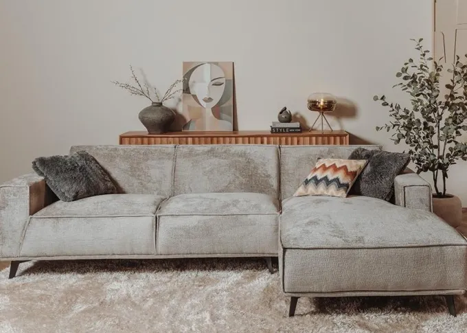 Tower Living Leeds 2 5-AL + Chaise R - Touch 27 Light grey