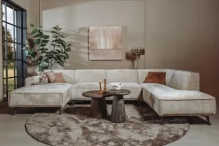 Tower Living Leeds Chaise Links - 2 5 zits - Ottoman Rechts - Touch 102 Beige