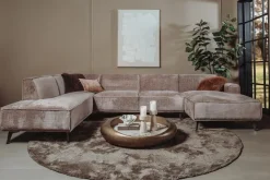 Tower Living Leeds Chaise Rechts - 2 5 zits - Ottoman Links - Touch 04 Taupe