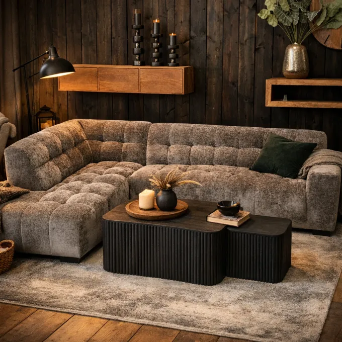 Tower Living Memphis 3 zits + Ottoman Links - Haga 16 charcoal