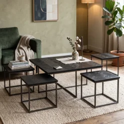 Tower Living Salontafel set van 5 Via – Gerecycled teak black