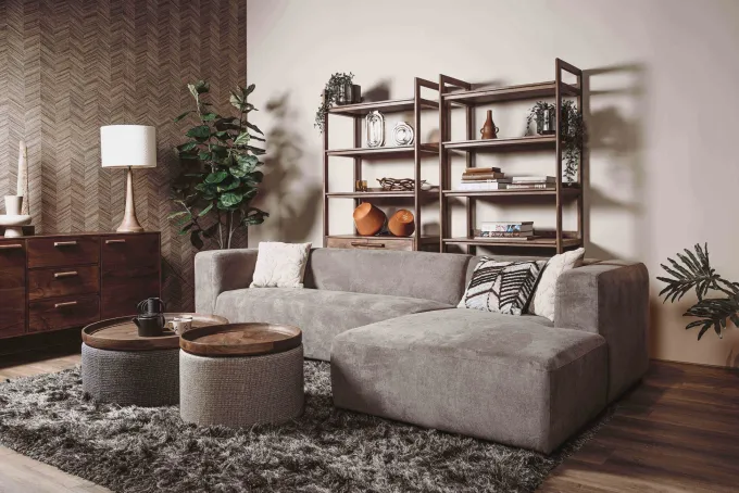 Tower Living Showroommodel 2,5 zits + chaise longe Rechts - Enjoy 431 Beige Grey