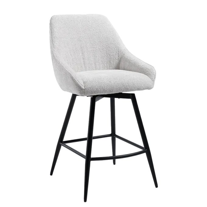 Tower Living Trino Barstoel - fabric Trenza 04 white (draaibaar)