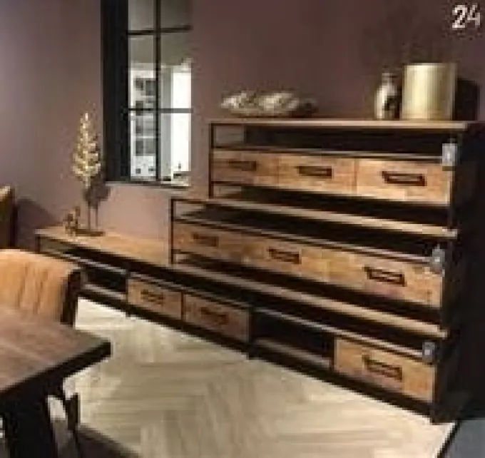 Tower Living TV meubel Livorno Teak - 200 cm showroommodel
