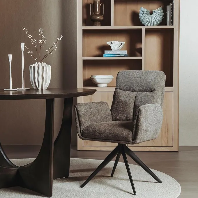 Tower Living Varzo Armstoel - Toro 45 mocca (draaibaar)