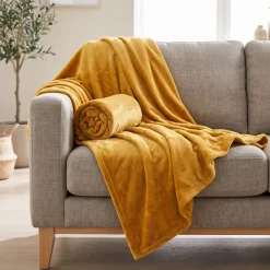 Unique Living Enzo plaid 130x180cm geel goud