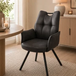 Wildeboer & v/d Weide Eettafelstoel Mabel met arm - stof C-Magnum 66