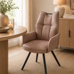 Wildeboer & v/d Weide Eettafelstoel Mabel met arm - stof C-Magnum 10