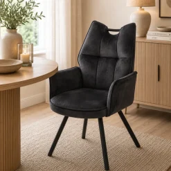 Wildeboer & v/d Weide Eettafelstoel Mabel met arm - stof C-Adore 67