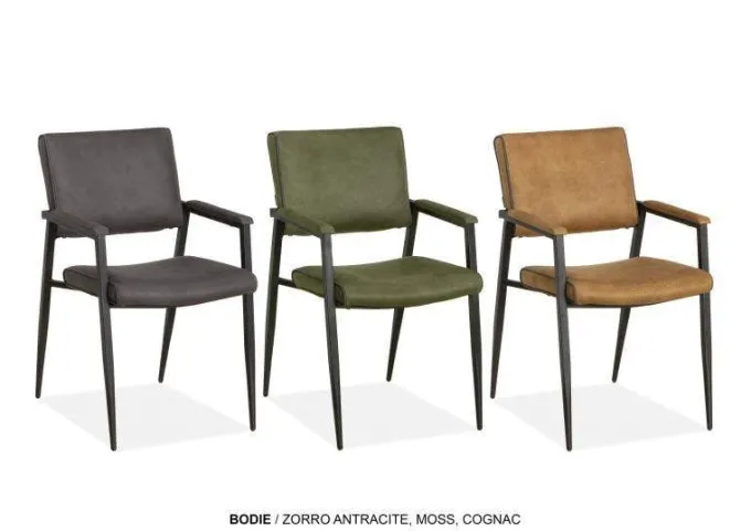WoonMax Eettafelstoel Bodie Zorro - Cognac, Antraciet, Groen of Taupe