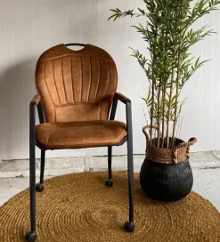 WoonMax Eettafelstoel Frizz - cognac, antraciet en mosgroen