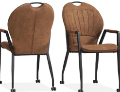 WoonMax Eettafelstoel Frizz - cognac, antraciet en mosgroen