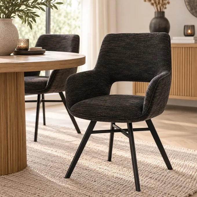 WoonMax Eettafelstoel Mercury Miami - Ash, Zwart of Toffee