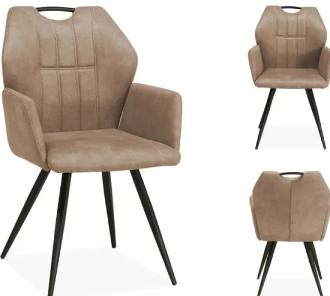 WoonMax Eettafelstoel Puck Zorro - Cognac, Antraciet, Groen, Clay, Zand of Taupe