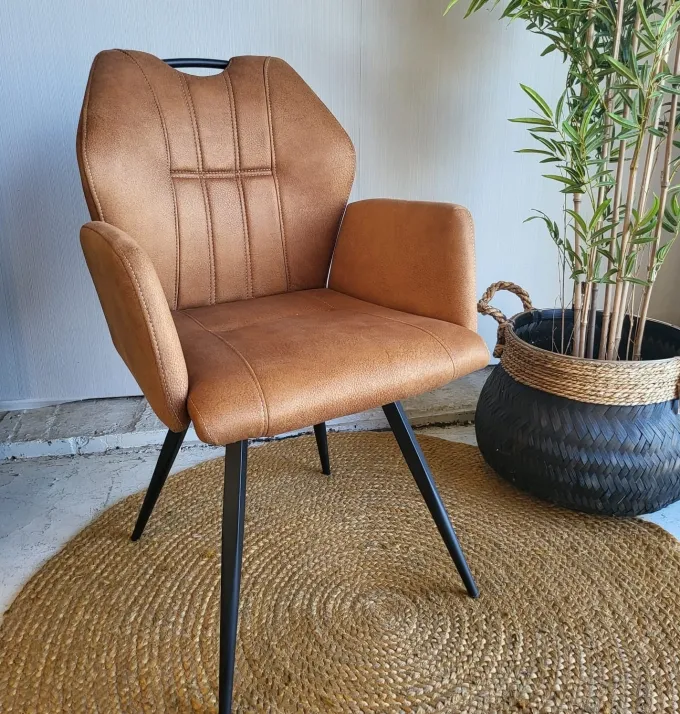 WoonMax Eettafelstoel Puck Zorro - Cognac, Antraciet, Groen, Clay, Zand of Taupe