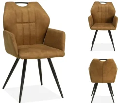WoonMax Eettafelstoel Puck Zorro - Cognac, Antraciet, Groen, Clay, Zand of Taupe