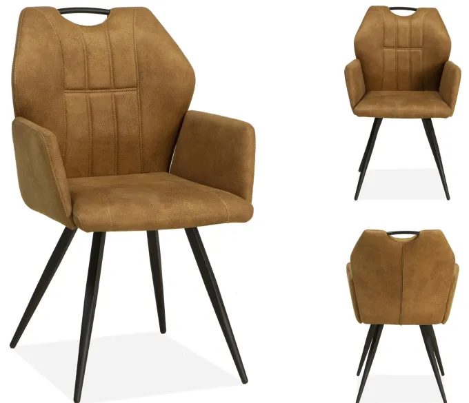 WoonMax Eettafelstoel Puck Zorro - Cognac, Antraciet, Groen, Clay, Zand of Taupe
