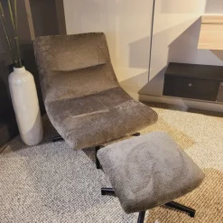 WoonMax Fauteuil + Hocker Foxton - Comfortabele Draaifauteuil in Movie Stof