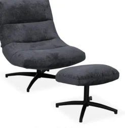 WoonMax Fauteuil + Hocker Foxton - Comfortabele Draaifauteuil in Movie Stof