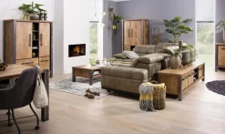 WoonMax Kinga TV-kast 170 cm met 2 deuren en 2 open vakken - Lamulux Old Teak