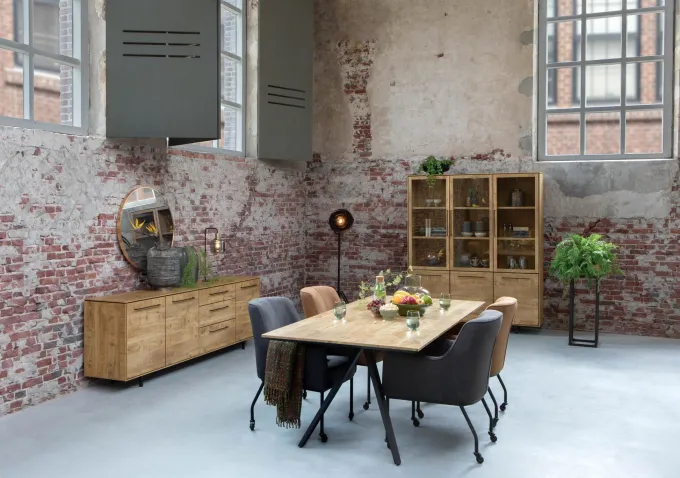 WoonMax Rafael barkast 3 deurs en 2 lades Lamulux mango