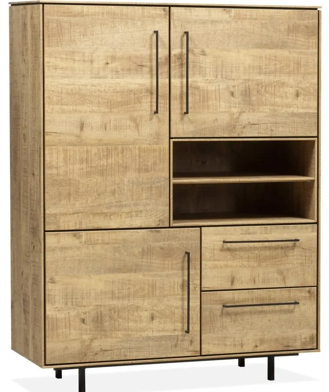 WoonMax Rafael barkast 3 deurs en 2 lades Lamulux mango