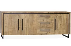 WoonMax Rimini dressoir 3 deurs - 3 lades Lamulux mango 225 cm
