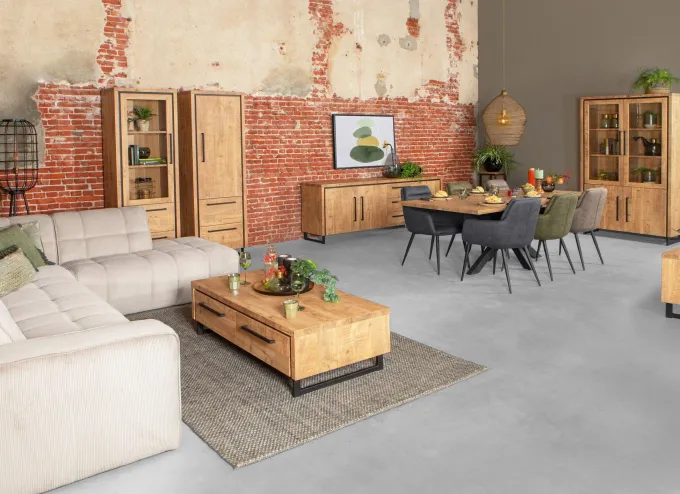 WoonMax Rimini opbergkast 2 deurs - 3 lades Lamulux mango