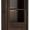WoonMax Rimini Vitrinekast 1 deur glas - 2 lades Lamulux Dark mango