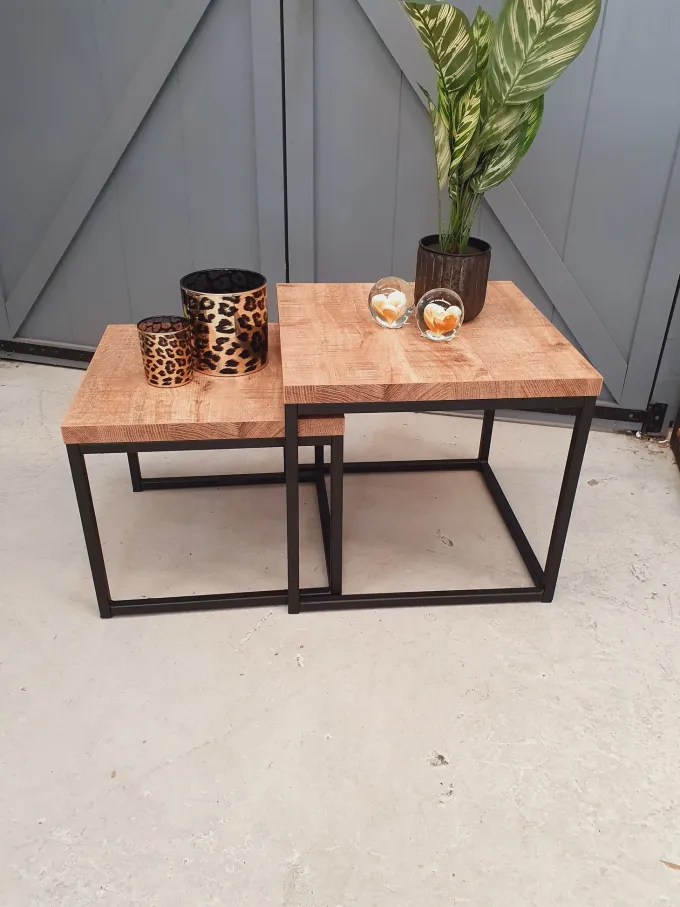 WoonMax Salontafel Floris set van 2 mango Lamulux - Industrieel design