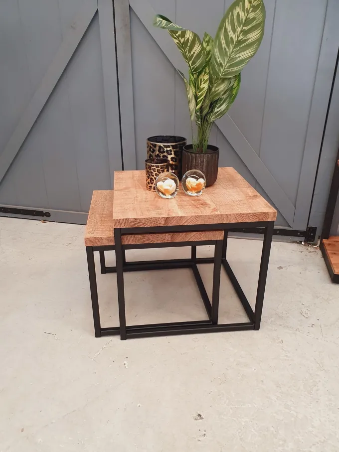 WoonMax Salontafel Floris set van 2 mango Lamulux - Industrieel design
