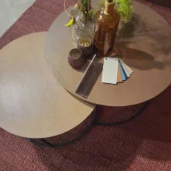 WoonMax Salontafel Harlow set van 2 - lamulux geborsteld gehamerd koper