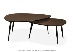WoonMax Salontafel Vienna set van 2 XL - lamulux geborsteld gehamerd koper
