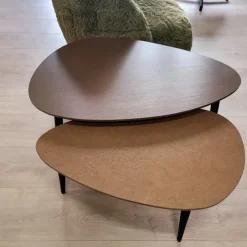 WoonMax Salontafel Vienna set van 2 XL - lamulux geborsteld gehamerd koper