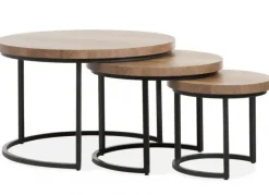 WoonMax Set van 3 salontafels Hugo met stalen onderstel