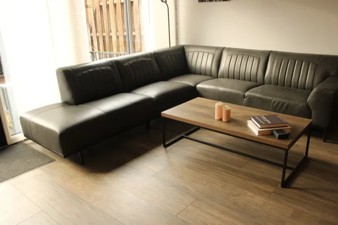 WoonMax Showroommodel Lederen Hoekbank Power B2 antraciet