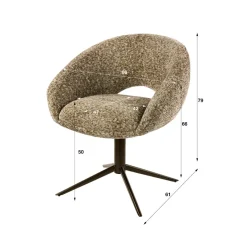 WoonStijl Armstoel Cupa draaibaar Delviro Delviro champagne - frame bruin