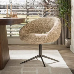 WoonStijl Armstoel Cupa draaibaar Delviro Delviro champagne - frame bruin