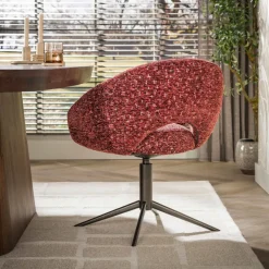WoonStijl Armstoel Cupa draaibaar Delviro bordeaux rood - frame bruin