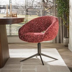 WoonStijl Armstoel Cupa draaibaar Delviro bordeaux rood - frame bruin